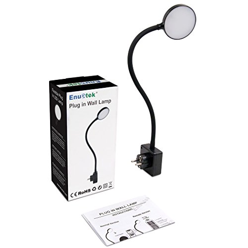 Lampara de Noche Luz Nocturna de Pared LED Regulable Flexible con Enchufe y Interruptor Tactil 4W Brillo Máximo 350Lm Luz Fria 5000K Lot de 1 de Enuotek