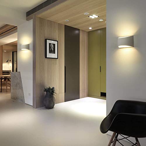 Lámpara de Pared de Cerámica, Iluminación Decorativa en Yeso Luz de Pared LED Arriba Abajo, Efecto de Luz Interior para Dormitorio, Salón y habitación