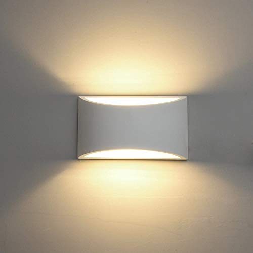 Lámpara de Pared de Cerámica, Iluminación Decorativa en Yeso Luz de Pared LED Arriba Abajo, Efecto de Luz Interior para Dormitorio, Salón y habitación