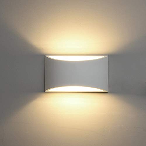 Lámpara de Pared de Cerámica, Iluminación Decorativa en Yeso Luz de Pared LED Arriba Abajo, Efecto de Luz Interior para Dormitorio, Salón y habitación