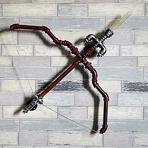 Lámpara de pared interior del tubo de agua industrial de la vendimia, Hierro forjado creativo Cupido Arco y flecha de las linternas de la pared, arte retro iluminación de pared de metal, restaurante b