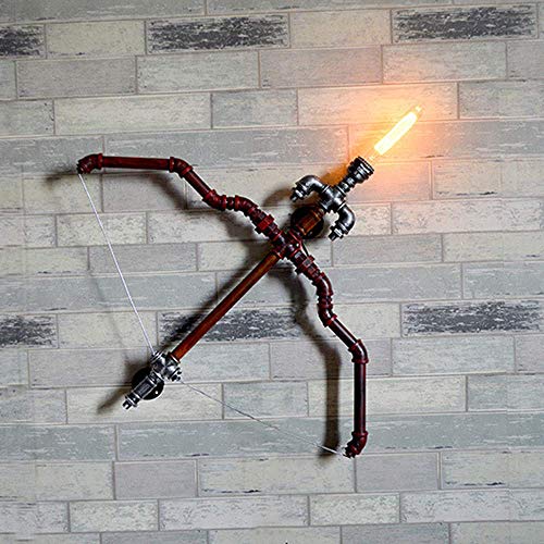 Lámpara de pared interior del tubo de agua industrial de la vendimia, Hierro forjado creativo Cupido Arco y flecha de las linternas de la pared, arte retro iluminación de pared de metal, restaurante b