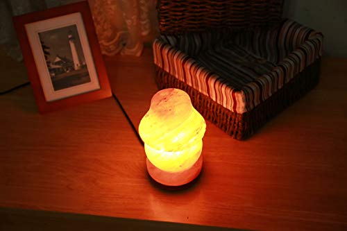 Lámpara de sal del Himalaya lámpara de sal de roca de cristal de forma natural base de madera de alta calidad luz ajustable exquisitos regalos de alta gama (Lámpara de mesa)