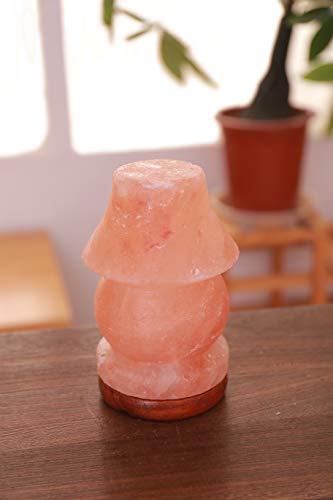 Lámpara de sal del Himalaya lámpara de sal de roca de cristal de forma natural base de madera de alta calidad luz ajustable exquisitos regalos de alta gama (Lámpara de mesa)