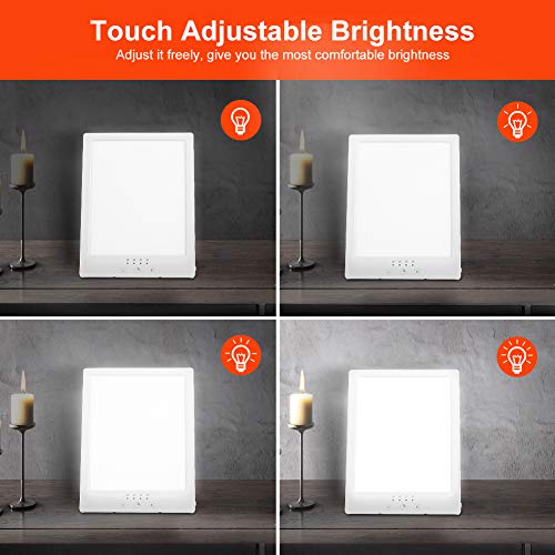 Lámpara de terapia de luz, 12,000Lux SAD Therapy Energy Light con temporizador, espectro completo de LED libre de UV, simulación de luz solar ajustable, control táctil, Ultravioleta libre de UV