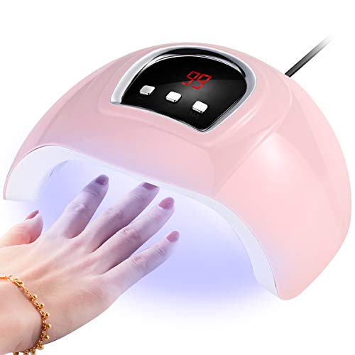 lámpara de uñas led uv lámpara de curado de secador de uñas de gel de secador de uñas 54w lámpara de curado de 18 leds perlas/sensor 3 temporizadores automáticos para esmalte de uñas de gel uv