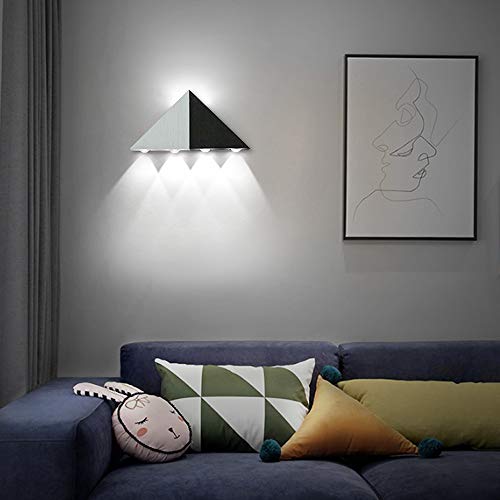 Lámpara decorativa con luces de pared LED con forma de triángulo de 5 W para mueble de baño