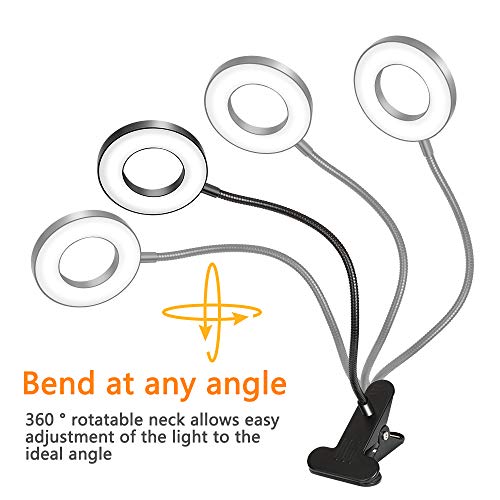 Lámpara Escritorio LED, Lámpara de Mesa con Pinza, 3 Modos de Iluminación 10 Brillo 360 ° Flexible Lámpara de Escritorio USB Luz Escritorio para Leer Estudiar y Escribir (Jiazi01)