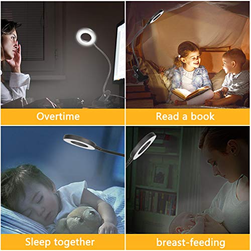 Lámpara Escritorio LED, Lámpara de Mesa con Pinza, 3 Modos de Iluminación 10 Brillo 360 ° Flexible Lámpara de Escritorio USB Luz Escritorio para Leer Estudiar y Escribir (Jiazi01)