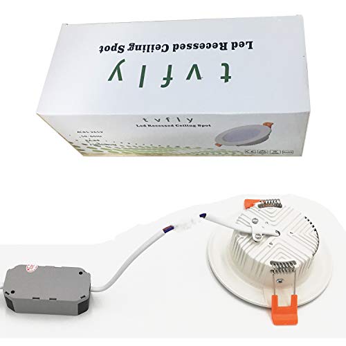 Lámpara LED de techo 7W Marco redondo Blanco Cálido 3000K, Regulable,550 Lumens,IP44,Foco LED empotrable para salón o dormitorio cocina 3 piezas