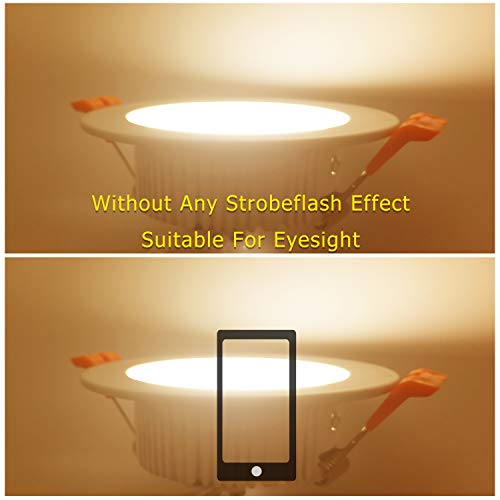 Lámpara LED de techo 7W Marco redondo Blanco Cálido 3000K, Regulable,550 Lumens,IP44,Foco LED empotrable para salón o dormitorio cocina 3 piezas