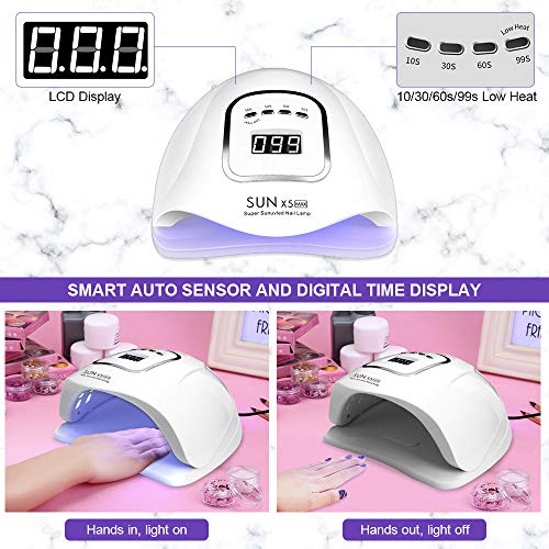 Lámpara LED UV Uñas, HALOVIE 150W Lámpara Secador de Uñas LED UV Gel Esmalte de Uñas Curado Luz Máquina Pantalla LCD Táctil Sensor Automático con 4 Temporizadores Profesional para Manicura Pedicura