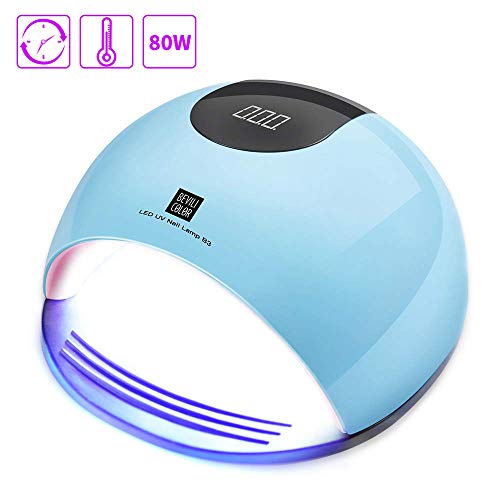 Lámpara LED UV Uñas, HALOVIE 80W Lámpara Secador de Uñas LED UV Gel Esmalte de Uñas Curado Luz Máquina Pantalla LCD Táctil Sensor Automático con 4 Temporizadores Profesional para Manicura Pedicura