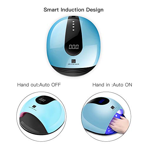 Lámpara LED UV Uñas, HALOVIE 80W Lámpara Secador de Uñas LED UV Gel Esmalte de Uñas Curado Luz Máquina Pantalla LCD Táctil Sensor Automático con 4 Temporizadores Profesional para Manicura Pedicura