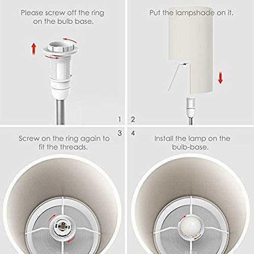 Lampara Mesilla de Noche Lámpara de Mesa,TECKIN Luz Nocturna LED Moderna para Dormitorio, Sala de Estar Habitación para Niños, Oficina, Pantalla cilíndrica de tela blanca(Bombilla Blanca LED incluida)