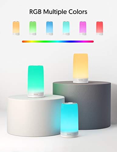 Lampara Mesilla de Noche,Luz Nocturna LED,Lámpara de Mesa,Control Tactil,Regulable,TECKIN Lámpara de Tabla de Decoración con Modo RGB y Luz Blanca Caliente,256 Luces de Color