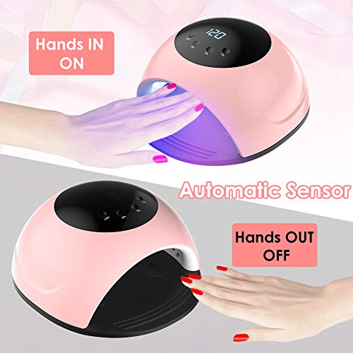Lámpara Secadora 84W de Uñas Rápido LED/UV para Esmalte de Uñas con Función de Temporización 10s/30s/60s/120s Curado Luz en 3 modos para Manicura/Pedicure Nail Art en el Hogar y el Salón Manicura