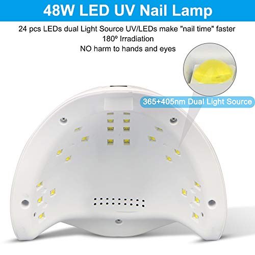 Lámpara Secadora de Uñas , otutun 48W LED/UV Gel Esmalte de Uñas Curado Luz Máquina, 4 modos de tiempo 10/30/60/99S con Función de Temporización y Pantalla LCD para Esmalte de Uñas de Gel
