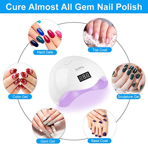 Lámpara Secadora de Uñas , otutun 48W LED/UV Gel Esmalte de Uñas Curado Luz Máquina, 4 modos de tiempo 10/30/60/99S con Función de Temporización y Pantalla LCD para Esmalte de Uñas de Gel