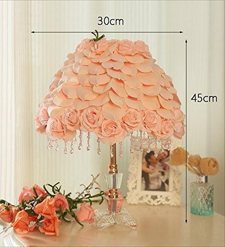 Lámparas de Escritorio Lámparas de Mesa y Mesilla Lámpara de mesa de cristal de Pastoral Wind Princess, lámpara de pétalo de Rose del paño, iluminación casera del dormitorio de la sala de estar, regal