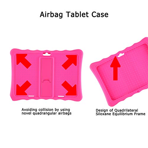 LAMZIEN Fundas para Tableta,Ajuste de múltiples ángulos,anticolisión,Funda de silicona en para LAMZIEN SANNUO Dragon Touch BEISTA YOTOPT,etc.tableta Android de 10/10.1 pulgadas,Rosa