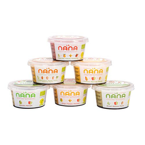 LANANA- Pack de 6 tarritos ecológicos para bebes de fruta y verdura de 190 g