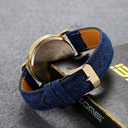 Lancardo Reloj Analógico de Cuarzo Correa de Cuero de Textura de Vaquero Dial con Dibujos de Piña/Cactus/Perrito Impermeable Casual para Hombre/Mujer/Pareja (Azul Oscuro)