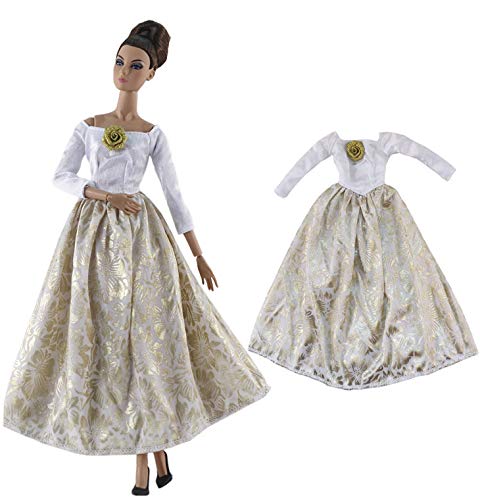 Lance Home 5 Conjuntos Ropa de otoño Ropa de Invierno Vestidos + Zapatos de Manga Larga Abrigo de Felpa Moda para 29cm Muñecas Accesorios Vestido de Fiesta Elegante niños Estilo Casual