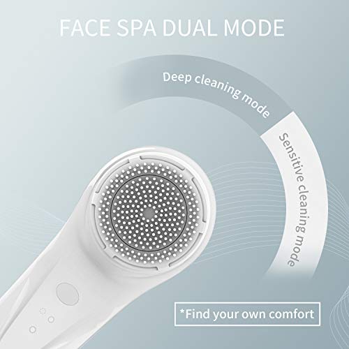 LANDWIND Cepillo de Limpiador Facial Vibrante Sónico, Masajeador Facial Eléctrico Limpieza de Poros con 2 Cabezas de Cepillo Para el Acné, Puntos Negros, Piel Muerta y Maquillaje (White)