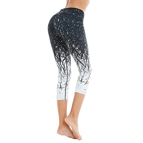 LANSKIRT_Pantalones Leggins Deporte Mujer Mujeres Verano Pantalones de Chándal de Cintura Alta Estampados Patrón Leggings de 3/4 de Yoga Correr