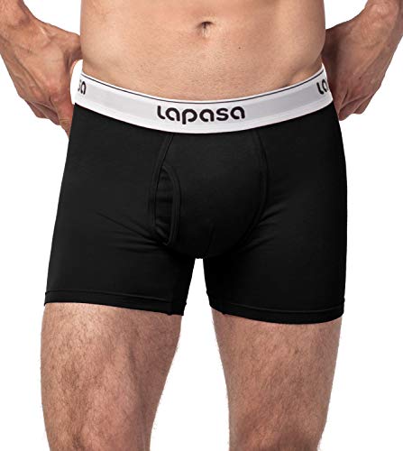 LAPASA Calzoncillos Bóxer Hombre con Abertura Pack de 4/Pack de 2 de Algodón Peinado ELS M03