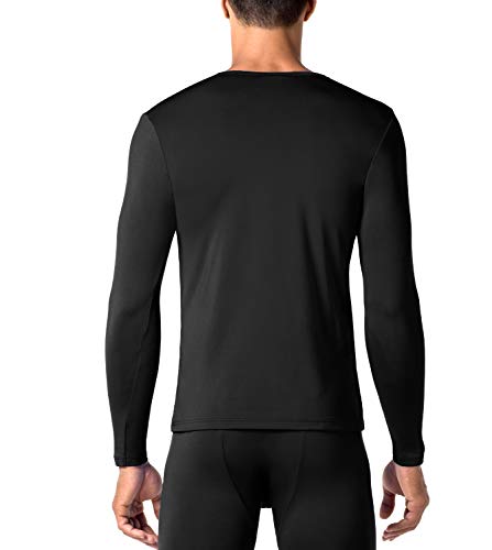 LAPASA Camiseta Térmica, Pack de 2 Manga Larga para Hombre. -Brushed Back Fabric Technique- M09 (L (Largo 72, Manga 60, Pecho 105 cm), Negro 2)