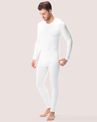 LAPASA Conjunto Térmico de Ropa Interior para Hombre (M, Blanco)