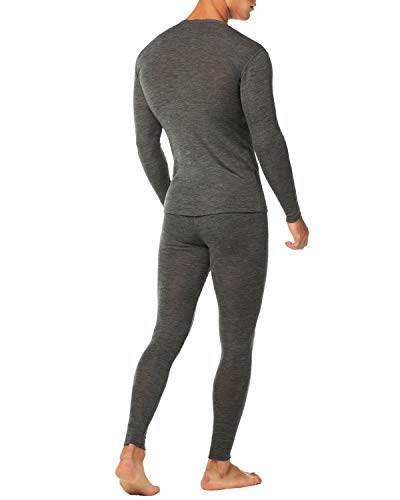 LAPASA Conjunto Térmico para Hombre Camiseta y Pantalón de Lana Merino M31 (S (Detalle en Descripción), Dark Grey (Gris Oscuro))