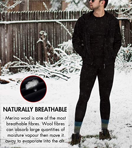 LAPASA Conjunto Térmico para Hombre Camiseta y Pantalón de Lana Merino M31 (S (Detalle en Descripción), Dark Grey (Gris Oscuro))