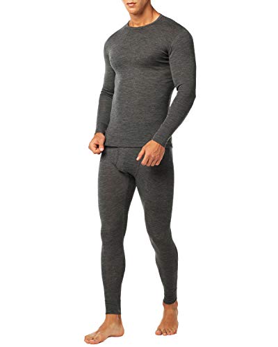 LAPASA Conjunto Térmico para Hombre Camiseta y Pantalón de Lana Merino M31 (S (Detalle en Descripción), Dark Grey (Gris Oscuro))