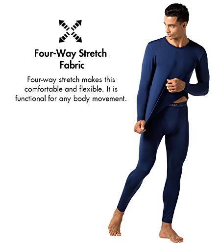 LAPASA Pantalón Térmico Pack de 2 para Hombre (Malla térmica). -Brushed Back Fabric Technique- Calças térmicas M10 (XXL, Navy Blue (Azul Marino))