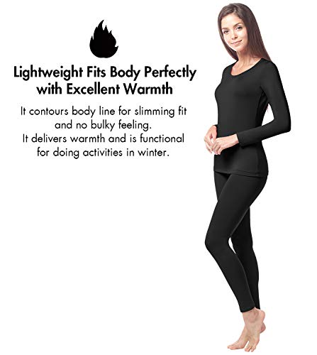 LAPASA Set de Ropa Térmica para Mujer Conjunto Térmico Ligero/Mid-Weight/Espeso Cuello Redondo-Brushed Back Fabric Technique- L17/L41/L44