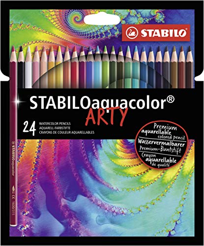 Lápices de color acuarelables Stabilo Aquacolor ARTY - Estuche con 24 colores