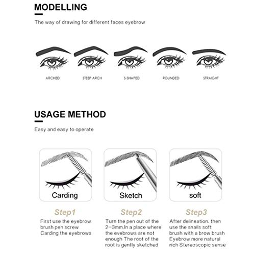 lapiz de cejas tres puntas waterproof permanente impremiable permanente microblading con cepillo microblading Negro gris marron