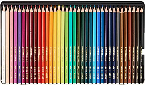 Lápiz de color acuarelable STABILO aquacolor - Caja de metal con 36 colores
