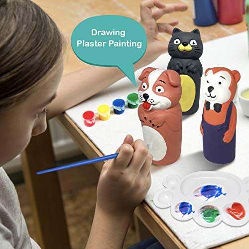 LAPPAZO Pintura Kit Colorear para Niños Figuras de Yeso de Animales DIY Manualidad Creativo Educativo Juguetes para niños Dibujo Graffiti Kit Pintar Juegos Regalos