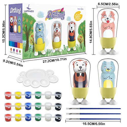 LAPPAZO Pintura Kit Colorear para Niños Figuras de Yeso de Animales DIY Manualidad Creativo Educativo Juguetes para niños Dibujo Graffiti Kit Pintar Juegos Regalos
