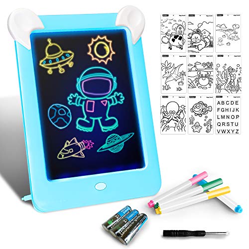 LAPPAZO Tableta de Dibujo Pizarra 3D Mágico con Luces LED Educativo Infantil Dibujo & Marco de Fotos Regalos Juguetes para Niños