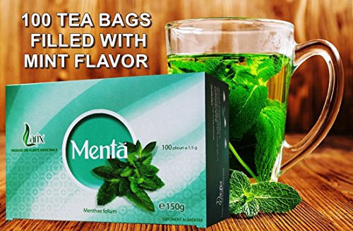 Larix Té de Menta, Hojas de Té Menta 100% Natural, Té de Pérdida de Peso, Té de Desintoxicación, Té Adelgazante, Un Total de 100 Bolsitas de Té, 150g