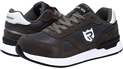 LARNMERN Zapatos de Seguridad Hombre Mujer con Puntera de Acero Zapatilla, Antideslizante ESD Comodos Calzado de Trabajo Industrial (Gris 43 EU)