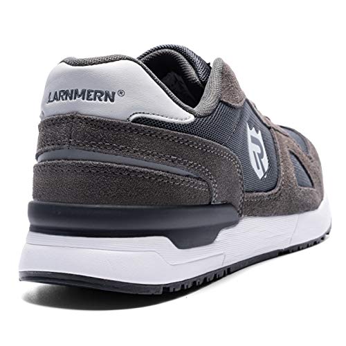 LARNMERN Zapatos de Seguridad Hombre Mujer con Puntera de Acero Zapatilla, Antideslizante ESD Comodos Calzado de Trabajo Industrial (Gris 43 EU)