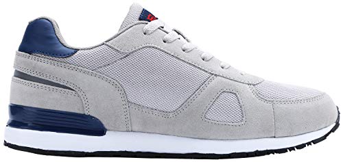 LARNMERN Zapatos de Seguridad Hombre Mujer con Puntera de Acero Zapatilla, Antideslizante ESD Comodos Calzado de Trabajo Industrial (Gris 44 EU)