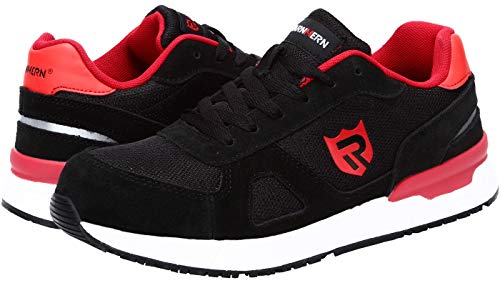 LARNMERN Zapatos de Seguridad Hombre Mujer con Puntera de Acero Zapatilla, Antideslizante ESD Comodos Calzado de Trabajo Industrial (Rojo 38 EU)