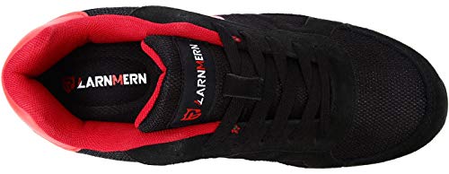 LARNMERN Zapatos de Seguridad Hombre Mujer con Puntera de Acero Zapatilla, Antideslizante ESD Comodos Calzado de Trabajo Industrial (Rojo 41.5 EU)